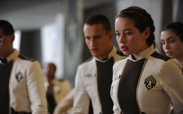 HD PC desktop wallpaper featuring characters from the movie Halo 4: Forward Unto Dawn in futuristic military uniforms.