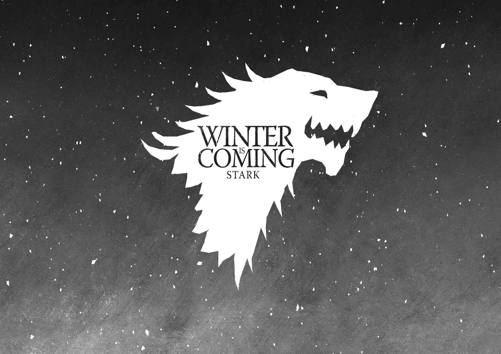 AHD wallpaper featuring the iconic Stark sigil and the phrase Winter is Coming, capturing the essence of the Game of Thrones TV show in striking black and white design.