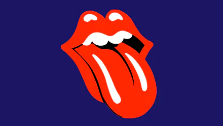 A vibrant HD wallpaper featuring the iconic tongue logo of The Rolling Stones, set against a bold blue background, celebrating the essence of classic rock music.