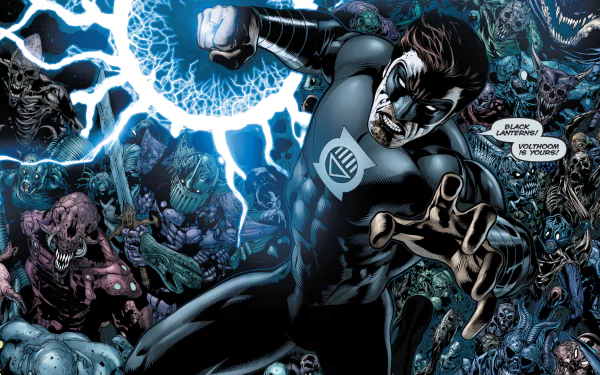 HD comic-style desktop wallpaper featuring Hal Jordan as Green Lantern, showcasing dynamic action with vibrant energy effects and intense cosmic background.