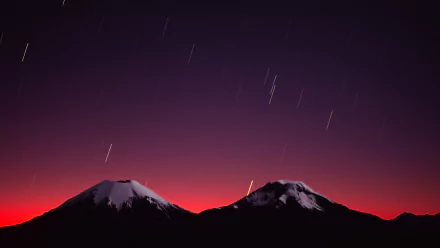  Starlight Streaks Above the Moonlit Payachatas Volcanoes, Ch
