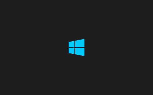 HD PC desktop wallpaper featuring the bright blue Windows 8 logo centered on a sleek black background, highlighting modern technology.