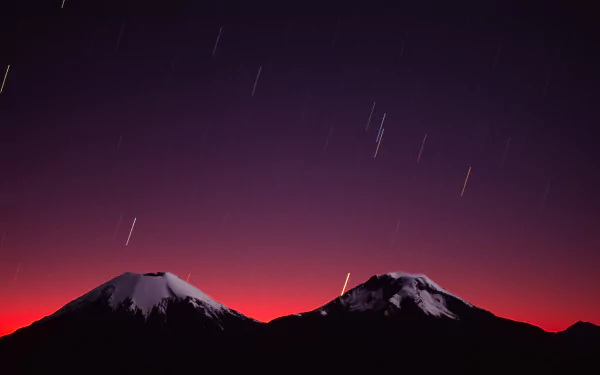  Starlight Streaks Above the Moonlit Payachatas Volcanoes, Ch