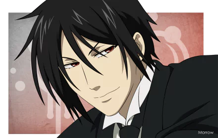 HD wallpaper featuring Sebastian Michaelis, the demon butler from Kuroshitsuji (Black Butler), with a striking vector art style and a captivating expression.