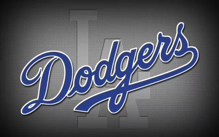 HD desktop wallpaper featuring the Los Angeles Dodgers script logo with a subtle LA background, highlighting the iconic sports team branding.