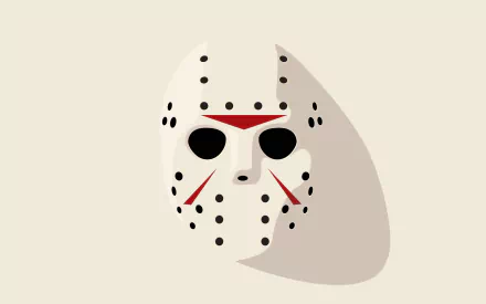 Minimalist 4K Ultra HD desktop wallpaper featuring the iconic hockey mask from the 1980 movie Friday the 13th.