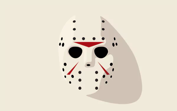 Minimalist 4K Ultra HD desktop wallpaper featuring the iconic hockey mask from the 1980 movie Friday the 13th.