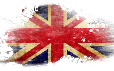 A textured Union Jack flag design serves as a striking HD desktop wallpaper, blending vibrant colors with distressed elements for a modern artistic look.
