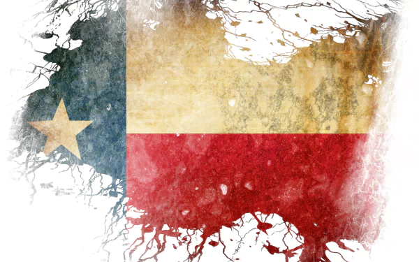 HD PC desktop wallpaper featuring a grunge-style Texas flag with weathered textures and splattered paint effects.