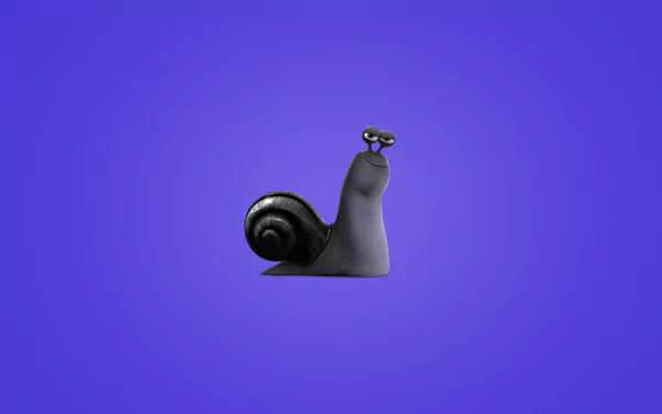 HD PC desktop wallpaper featuring a stylized black snail character from the movie Turbo on a vibrant purple background.