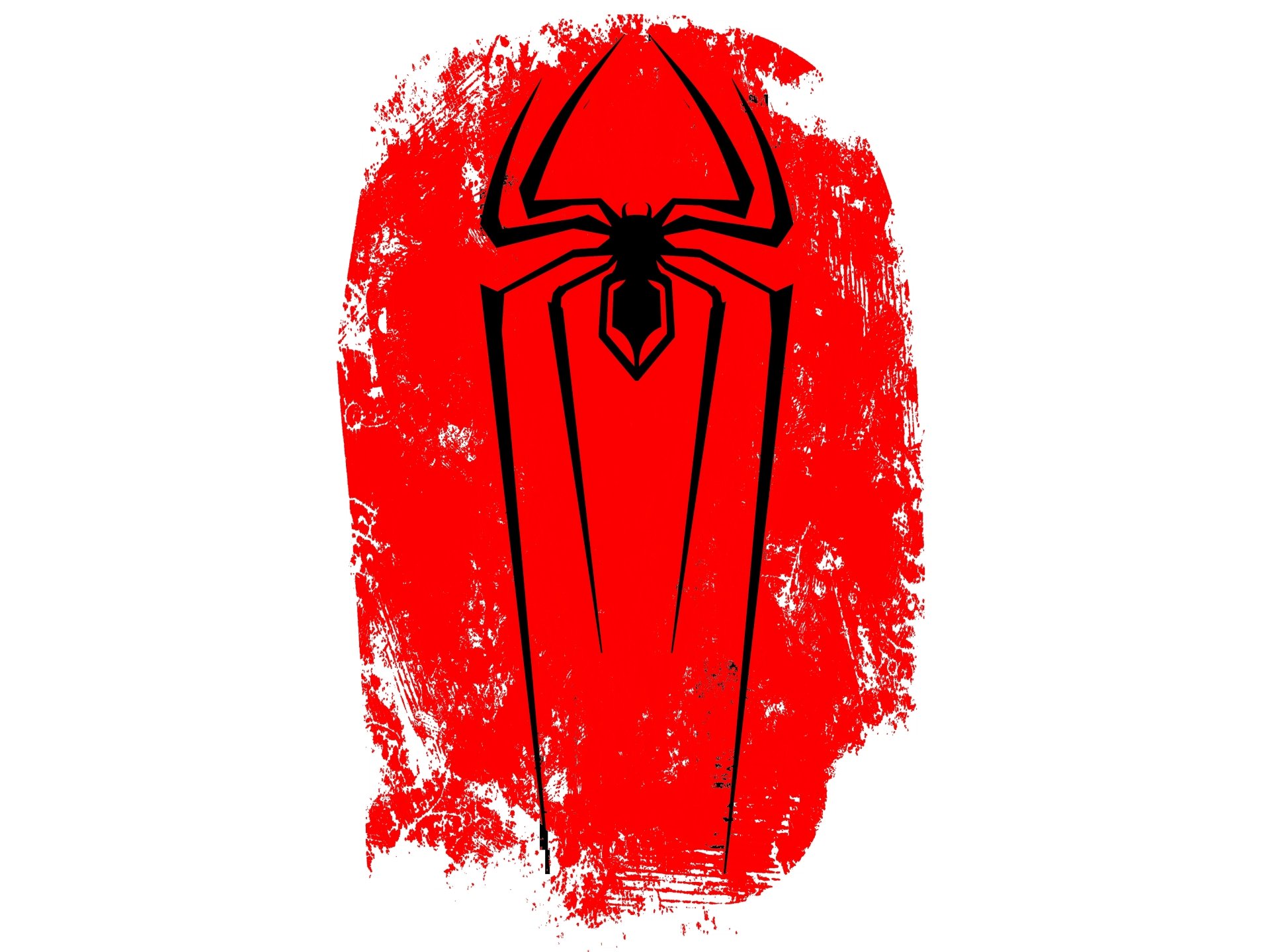 Comic-style Spider-Man emblem with a bold red and black design on a textured red background, rendered in 4K Ultra HD for PC desktop wallpaper.