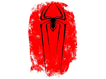 Comic-style Spider-Man emblem with a bold red and black design on a textured red background, rendered in 4K Ultra HD for PC desktop wallpaper.