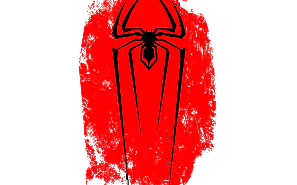 Comic-style Spider-Man emblem with a bold red and black design on a textured red background, rendered in 4K Ultra HD for PC desktop wallpaper.
