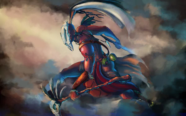 4K Ultra HD Diablo III desktop wallpaper featuring a dynamic Witch Doctor warrior character poised for battle in a dark, atmospheric video game scene.