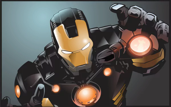 A dynamic comic-style illustration of Iron Man, showcasing his iconic armor and repulsor technology. This HD image serves as a striking desktop wallpaper and background.