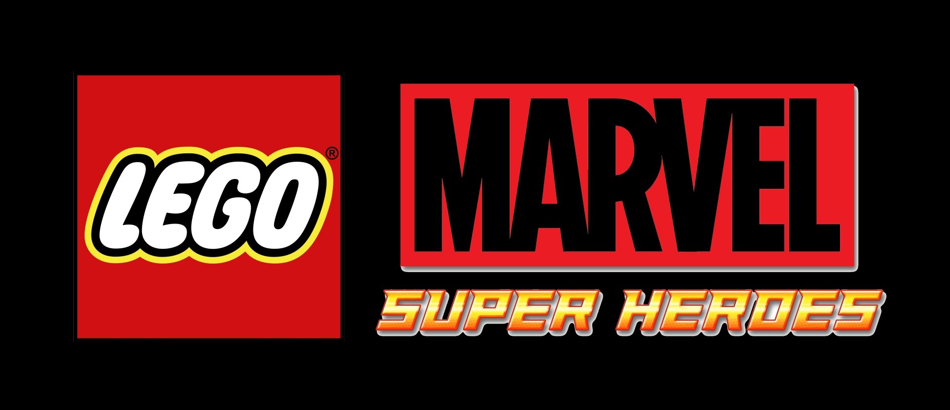 HD desktop wallpaper featuring the logos of Lego and Marvel Super Heroes, tagged with video game and Lego Marvel Super Heroes.