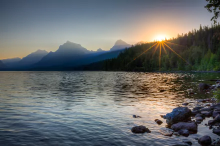 cloud sun landscape nature lake Lake McDonald HD Desktop Wallpaper | Background Image