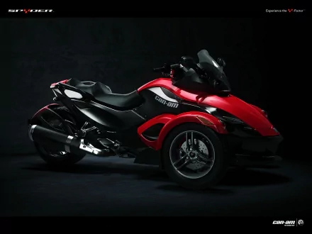 HD PC desktop wallpaper featuring a sleek red and black Can-Am three-wheeled vehicle against a dark background.