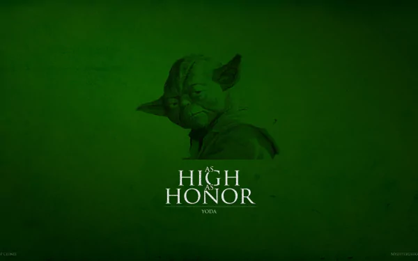 A HD desktop wallpaper featuring Star Wars character Yoda with the words HIGH HONOR on a green background.