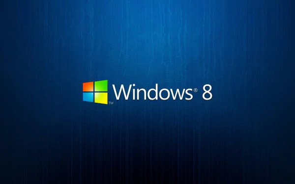 A sleek HD desktop wallpaper featuring the Windows 8 logo against a deep blue background, highlighting modern technology aesthetics.