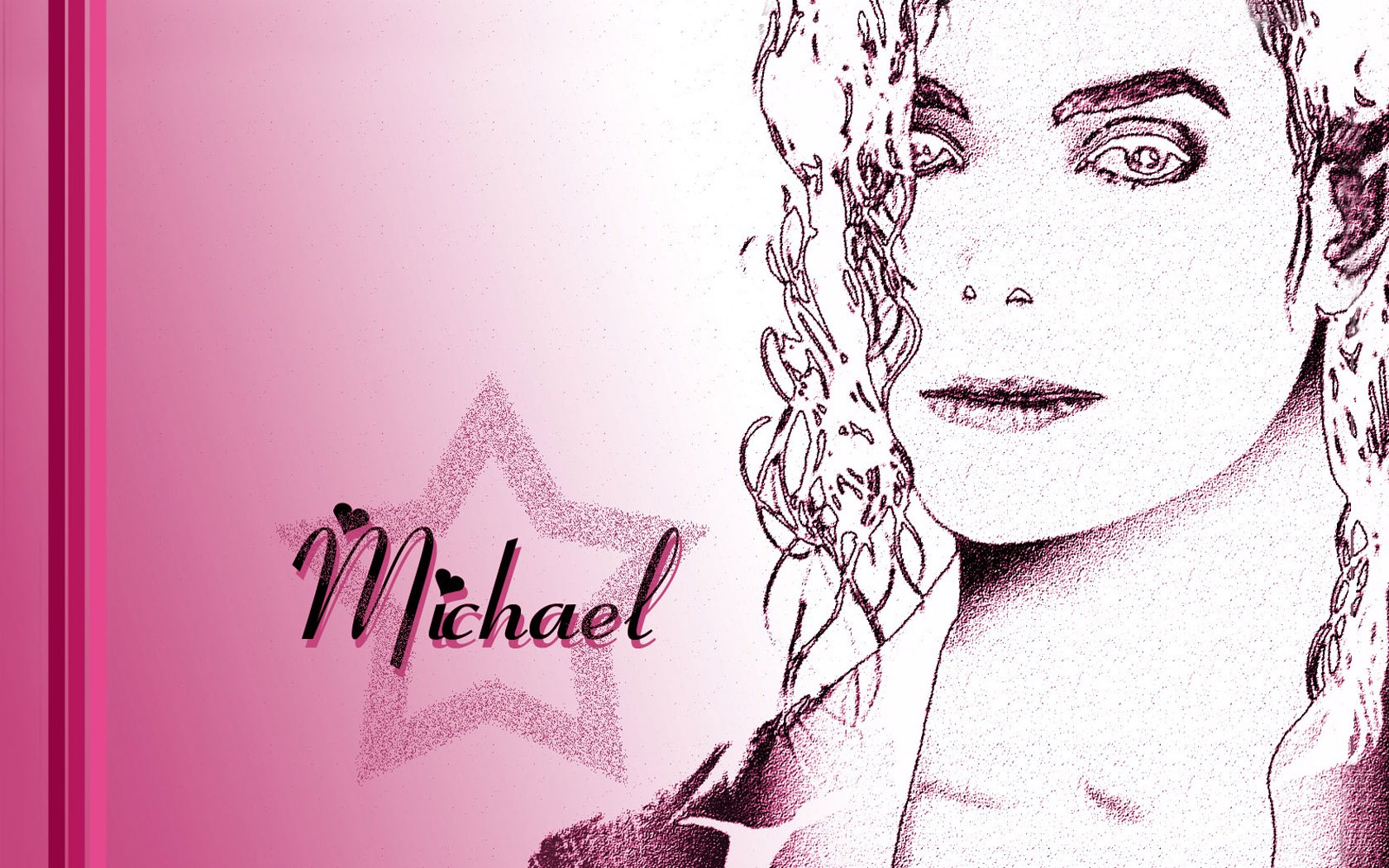 A stylized HD wallpaper featuring Michael Jackson, with a pink background and star graphic, celebrating his iconic presence in music.