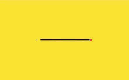 HD desktop wallpaper featuring a minimalist pencil design on a vibrant yellow background.