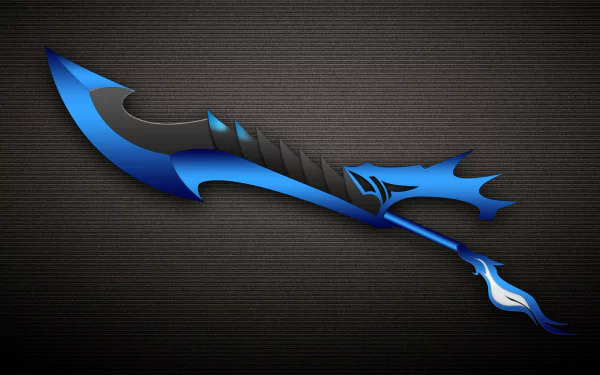 HD PC desktop wallpaper featuring a stylized blue Khife Pokémon weapon design inspired by Pokémon X and Y video game.