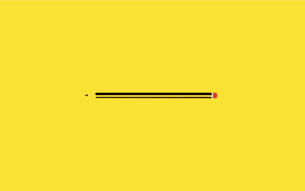 HD desktop wallpaper featuring a minimalist pencil design on a vibrant yellow background.