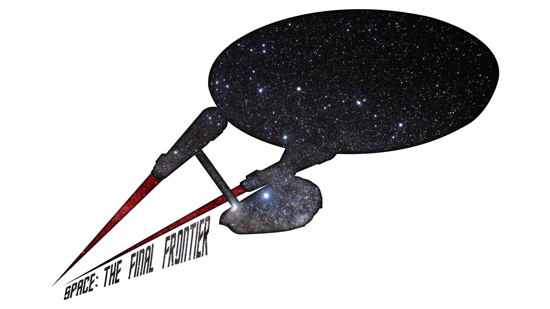 4K Ultra HD PC desktop wallpaper featuring a Star Trek-inspired spaceship silhouette filled with a starry sci-fi galaxy and the text Space: The Final Frontier.