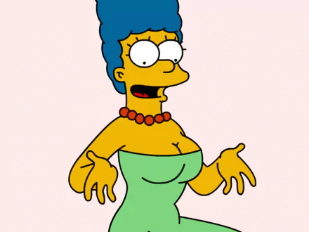 Marge Simpson from the TV show The Simpsons, depicted in a vibrant HD wallpaper, showcases her signature blue hair and colorful outfit, exuding her iconic personality.
