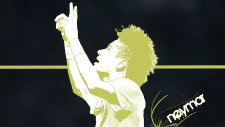 HD wallpaper featuring Neymar in a dynamic pose, celebrating in an energetic design that captures the essence of sports and passion for football.