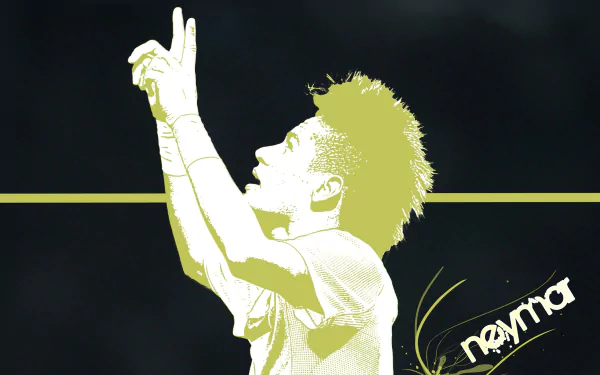 HD wallpaper featuring Neymar in a dynamic pose, celebrating in an energetic design that captures the essence of sports and passion for football.