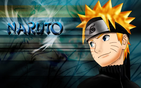 HD anime desktop wallpaper featuring Naruto Uzumaki from the Naruto series, with vibrant colors and the show's logo on a dynamic background.