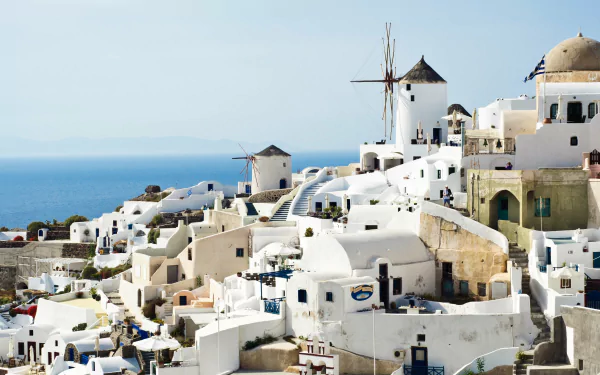 man made Santorini HD Desktop Wallpaper | Background Image