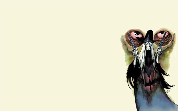 HD comic-style desktop wallpaper featuring a buzzard with exaggerated, expressive eyes and a dark, detailed beak against a light background.
