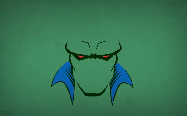 HD PC desktop wallpaper featuring a minimalist comic-style portrait of J'onn J'onzz, the Martian Manhunter from DC Comics, with a green background and red eyes.
