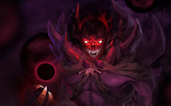 HD PC desktop wallpaper featuring Shadow Demon from the video game DotA 2, showcasing the dark, demonic character with glowing red eyes and ominous shadows.