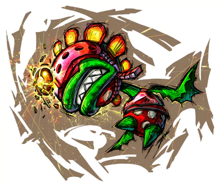 HD wallpaper of Petey Piranha from Mario Strikers Charged, depicted in a dynamic action pose.