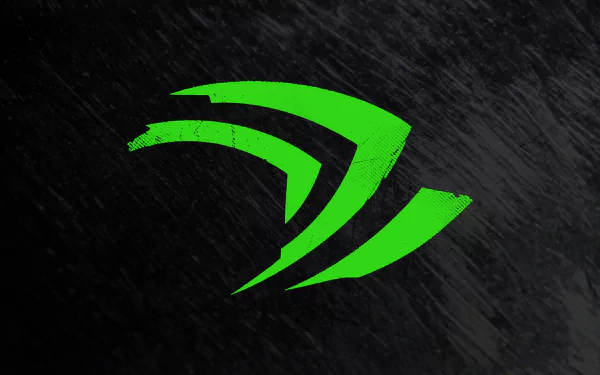 A sleek HD desktop wallpaper featuring the distinctive green Nvidia logo against a textured dark background, representing cutting-edge technology and innovation.
