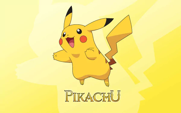 HD wallpaper featuring Pikachu from Pokémon against a vibrant yellow background, perfect for desktops.