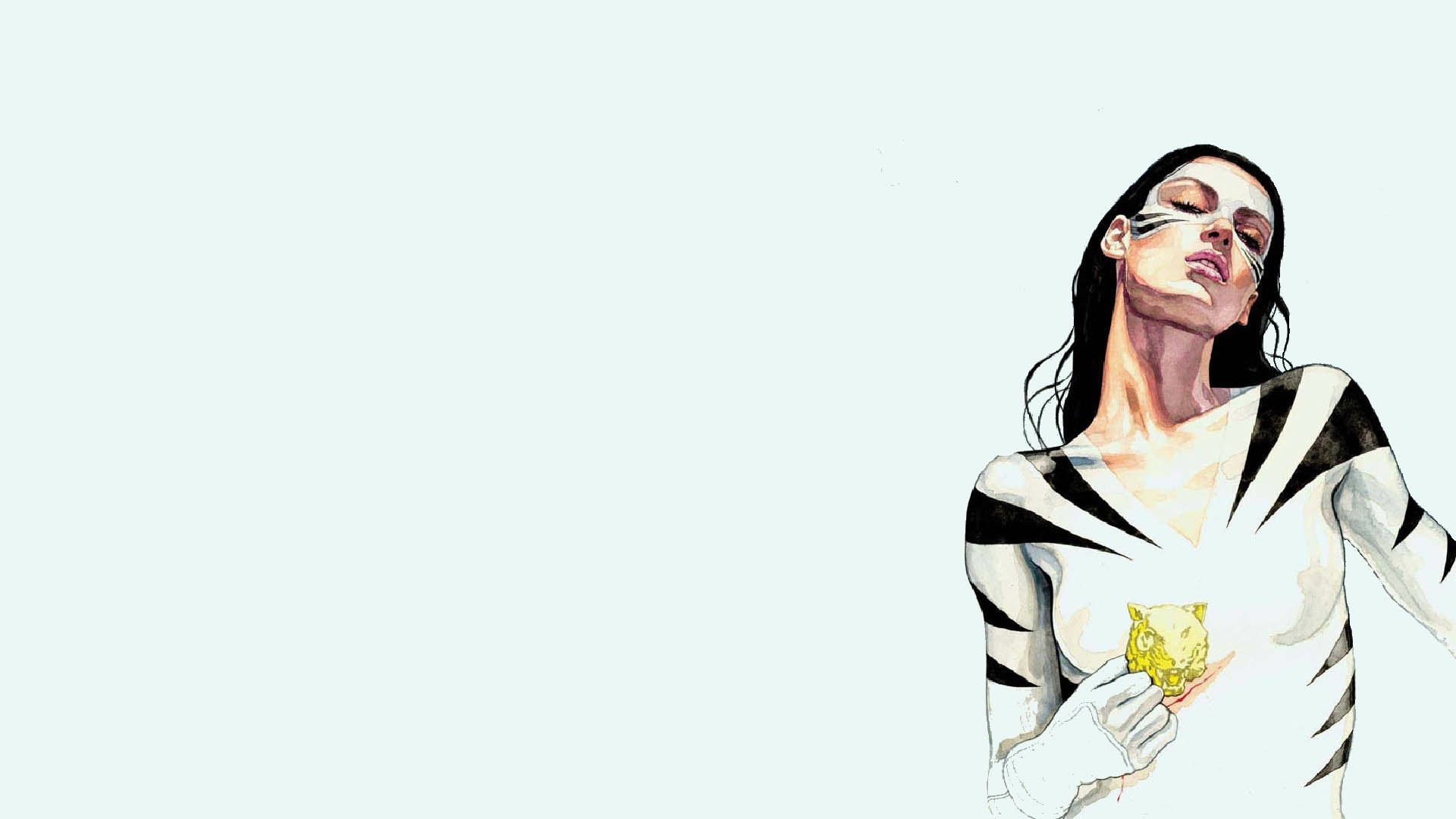 HD PC desktop wallpaper featuring White Tiger from Marvel Comics in a stylized comic art design with white and black costume accents.