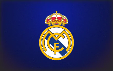 HD desktop wallpaper featuring the Real Madrid C.F. logo on a deep blue background, showcasing the team's iconic emblem and sports heritage.