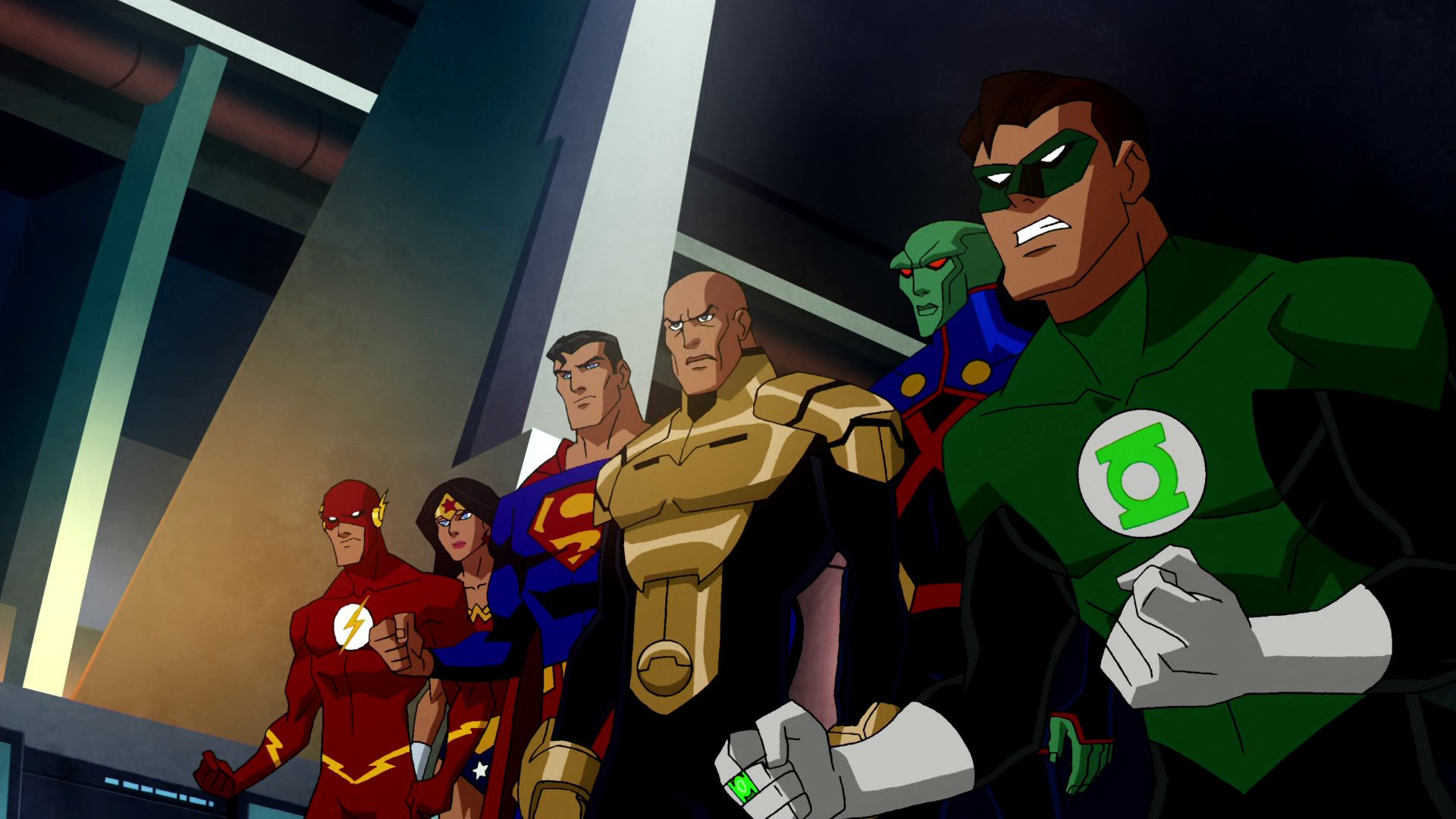 Download Wally West Lex Luthor Hal Jordan Martian Manhunter Flash Wonder Woman Green Lantern Superman Movie Justice League: Crisis On Two Earths HD Wallpaper