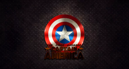 HD PC desktop wallpaper featuring Captain America's iconic shield with a metallic background and the title Captain America: The First Avenger from the Avengers movie.