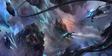 A stunning 4K Ultra HD wallpaper depicting a vibrant scene from the video game Star Citizen, featuring sleek spacecraft navigating through dynamic, otherworldly landscapes.