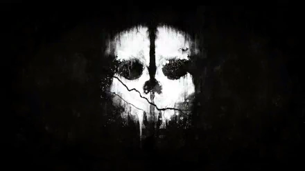 A high-definition wallpaper and background featuring a striking skull emblem from the video game Call of Duty: Ghosts, set against a dark and gritty background.