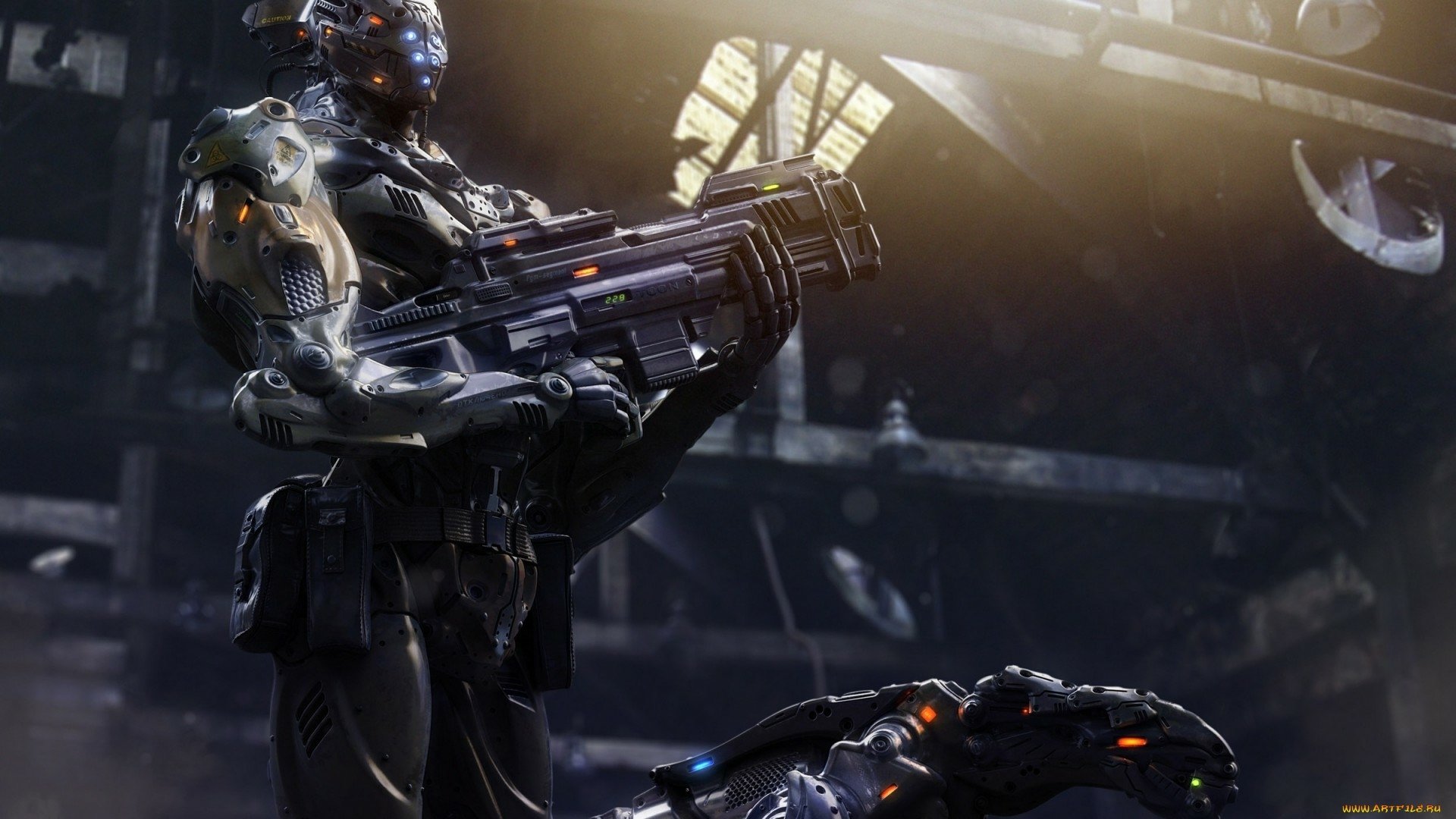 Download Sci Fi Warrior HD Wallpaper by Angel Alonso