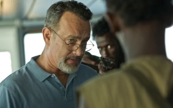 HD desktop wallpaper featuring a scene from Captain Phillips with Tom Hanks.