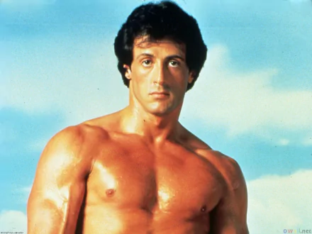 HD wallpaper featuring a shirtless, muscular depiction of a character from the Rocky series.