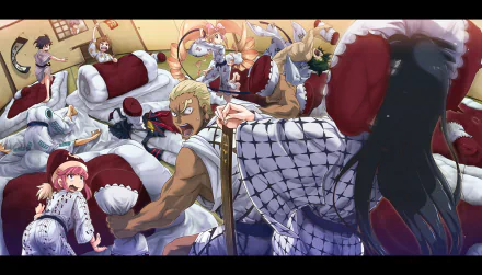 HD PC desktop wallpaper featuring characters from the anime Kill La Kill in a dynamic and colorful group scene.